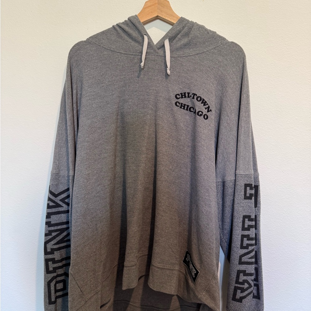 Gray PINK Victoria's Secret Hoodie ChiTown Chicago